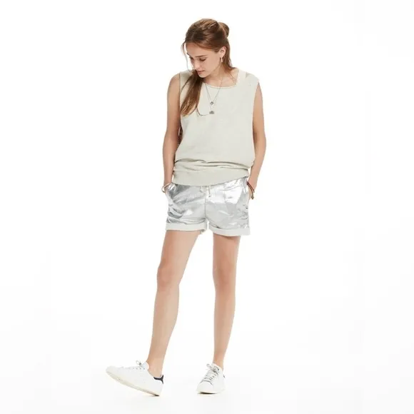 Scotch &amp; Soda Foil Printed Sweat Shorts, Silver, Size 1 (S)