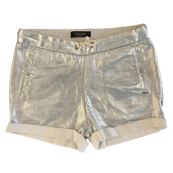 Scotch &amp; Soda Foil Printed Sweat Shorts, Silver, Size 1 (S)