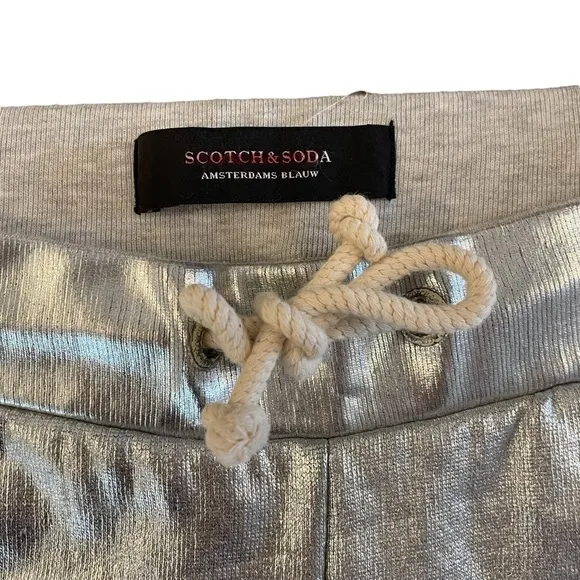 Scotch &amp; Soda Foil Printed Sweat Shorts, Silver, Size 1 (S)