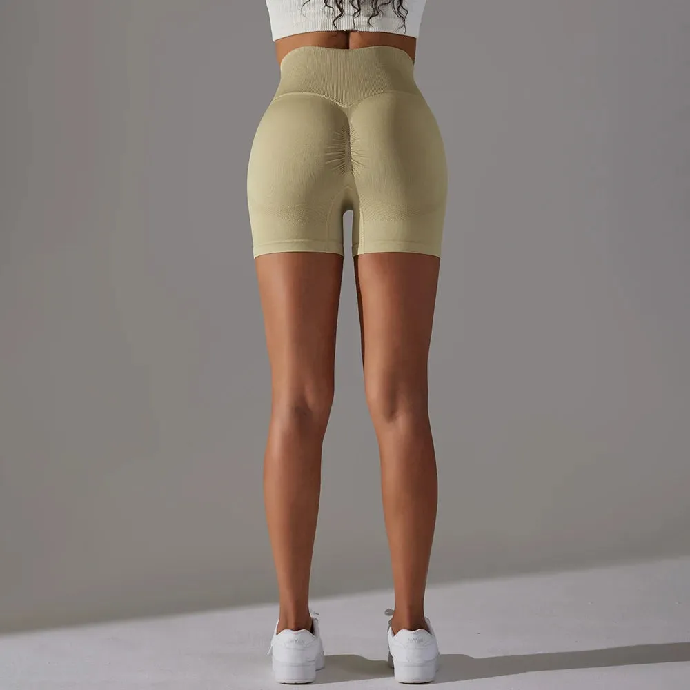 Scrunch Butt Yoga Shorts Women - Seamless Biker Shorts, Fitness High Waist Yoga Leggings, Push Up Hip Stretchy Running Shorts