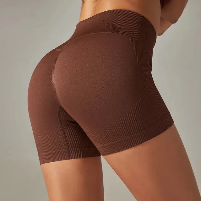 Seamless Yoga Shorts Women - High Waist Gym Shorts, Running Push Up Booty Shorts, Stretchy Fitness Biker Shorts