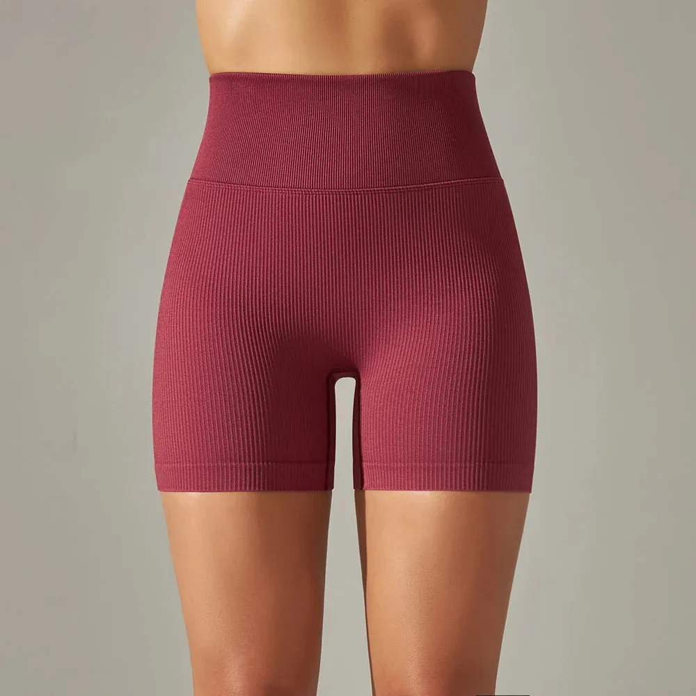 Seamless Yoga Shorts Women - High Waist Gym Shorts, Running Push Up Booty Shorts, Stretchy Fitness Biker Shorts