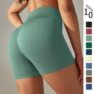 Seamless Yoga Shorts Women - High Waist Gym Shorts, Running Push Up Booty Shorts, Stretchy Fitness Biker Shorts