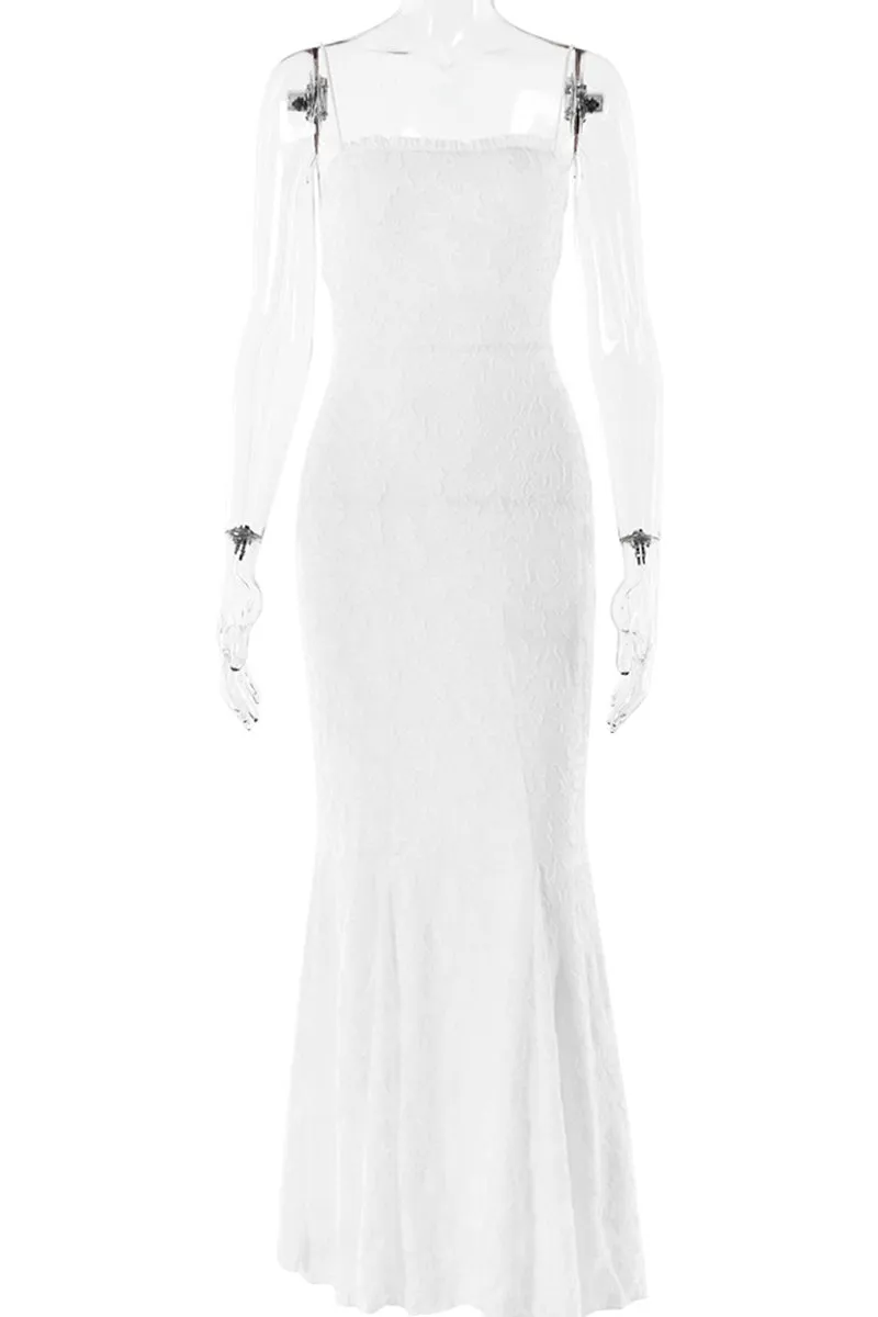Sexy Backless Strap Design Square Neck Fishtail Dresses