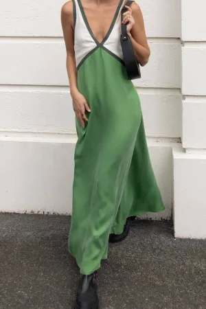Sexy Color Block Contrast V Neck Sleeveless Dresses