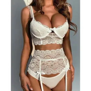 Sexy Sheer Floral Lace Bridal Lingerie Set