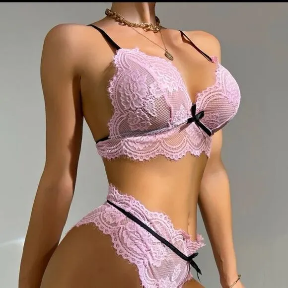 Sexy Sheer Floral Lace Lingerie Set