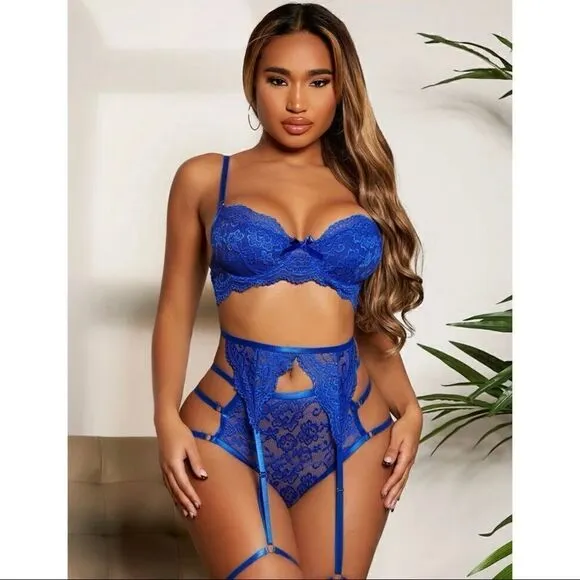 Sexy Sheer Floral Lace Lingerie Set