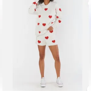 Show Me Your Mumu Boardwalk Shorts in Tossed Heart Knit High Waist