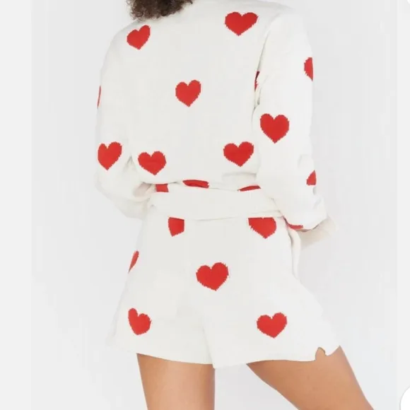 Show Me Your Mumu Boardwalk Shorts in Tossed Heart Knit High Waist