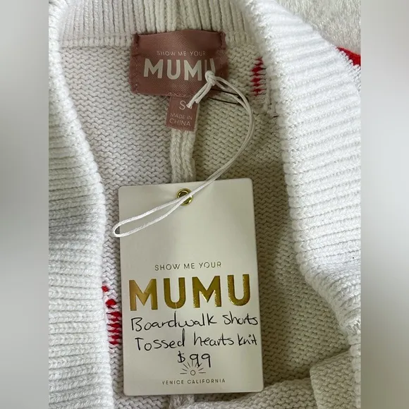 Show Me Your Mumu Boardwalk Shorts in Tossed Heart Knit High Waist