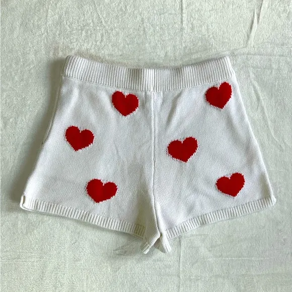 Show Me Your Mumu Boardwalk Shorts in Tossed Heart Knit High Waist