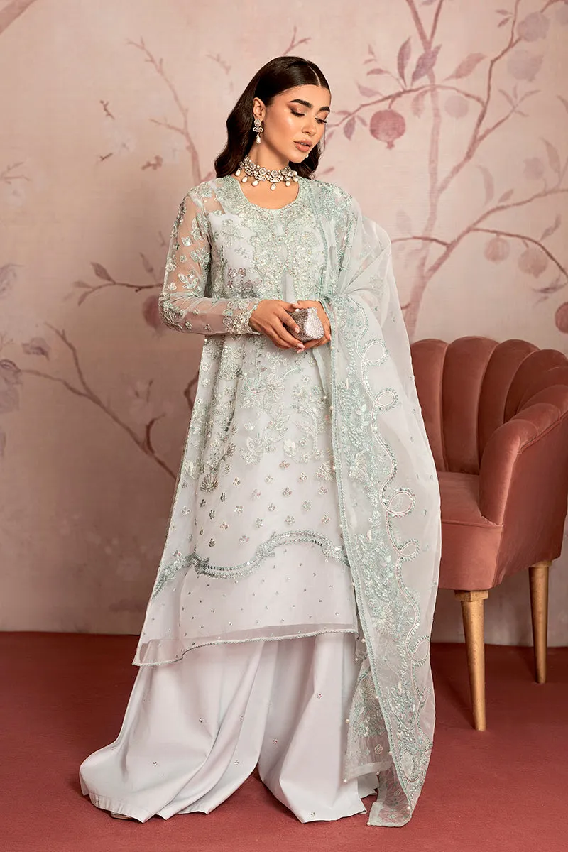 Silver Heavily Embellished Pakistani Kameez Sharara Dupatta Party Dress