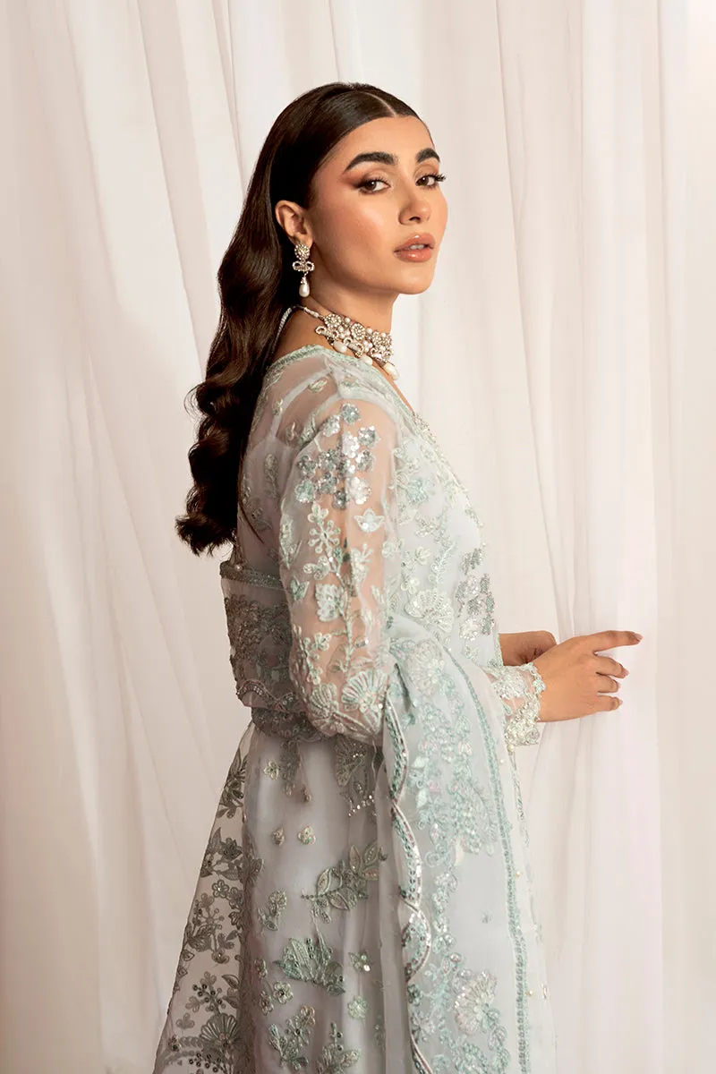 Silver Heavily Embellished Pakistani Kameez Sharara Dupatta Party Dress
