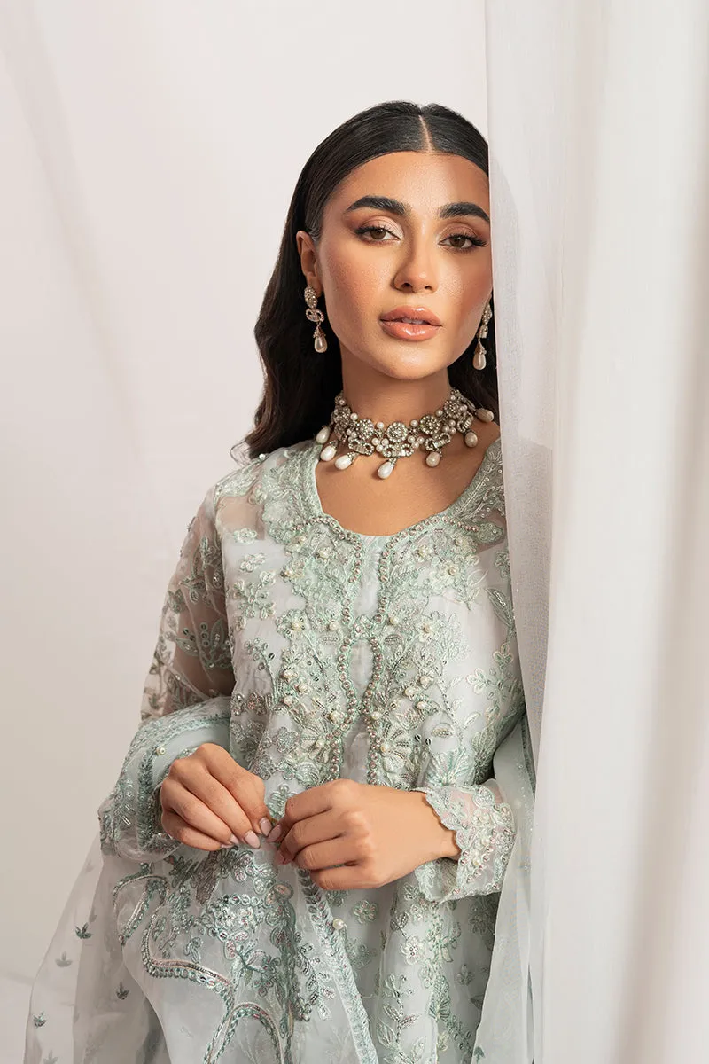 Silver Heavily Embellished Pakistani Kameez Sharara Dupatta Party Dress