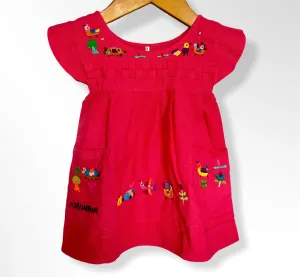 Size 0-9 mths #1 Colorful Magenta Traditional Embroidered Dress from El Salvador