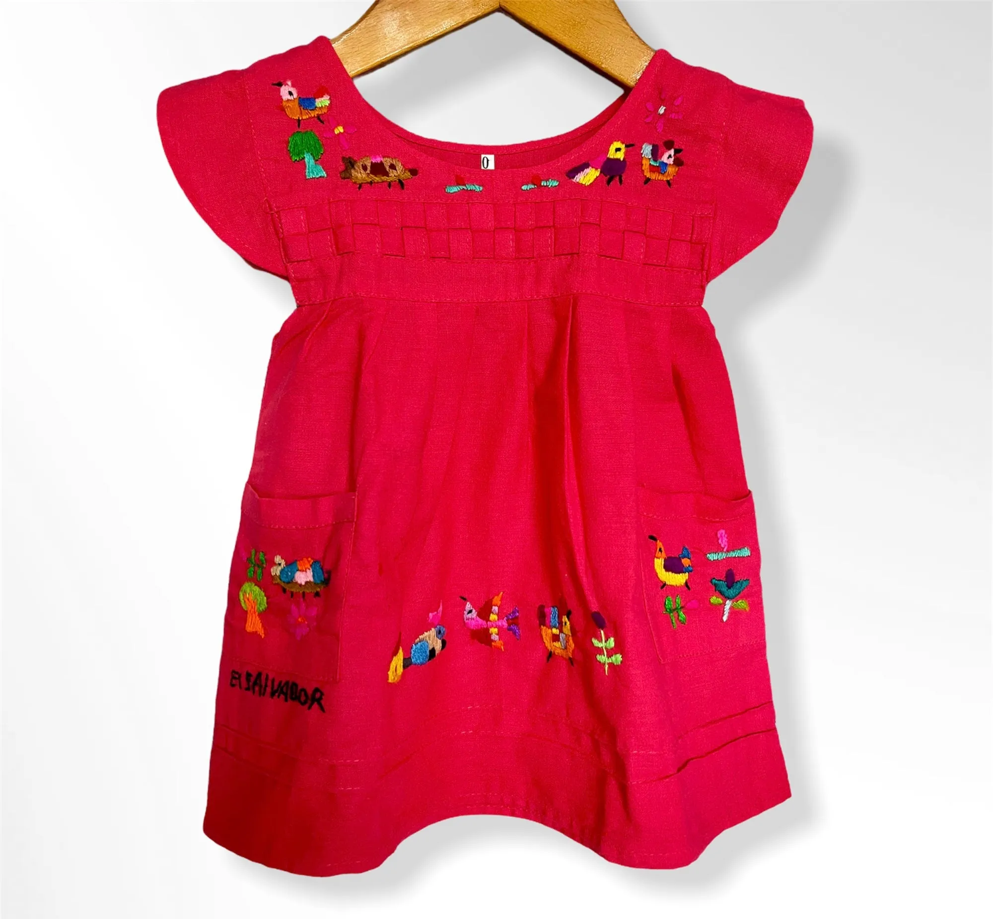 Size 0-9 mths #1 Colorful Magenta Traditional Embroidered Dress from El Salvador
