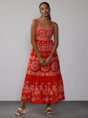 Sleeveless Embroidered Tiered Maxi Dress