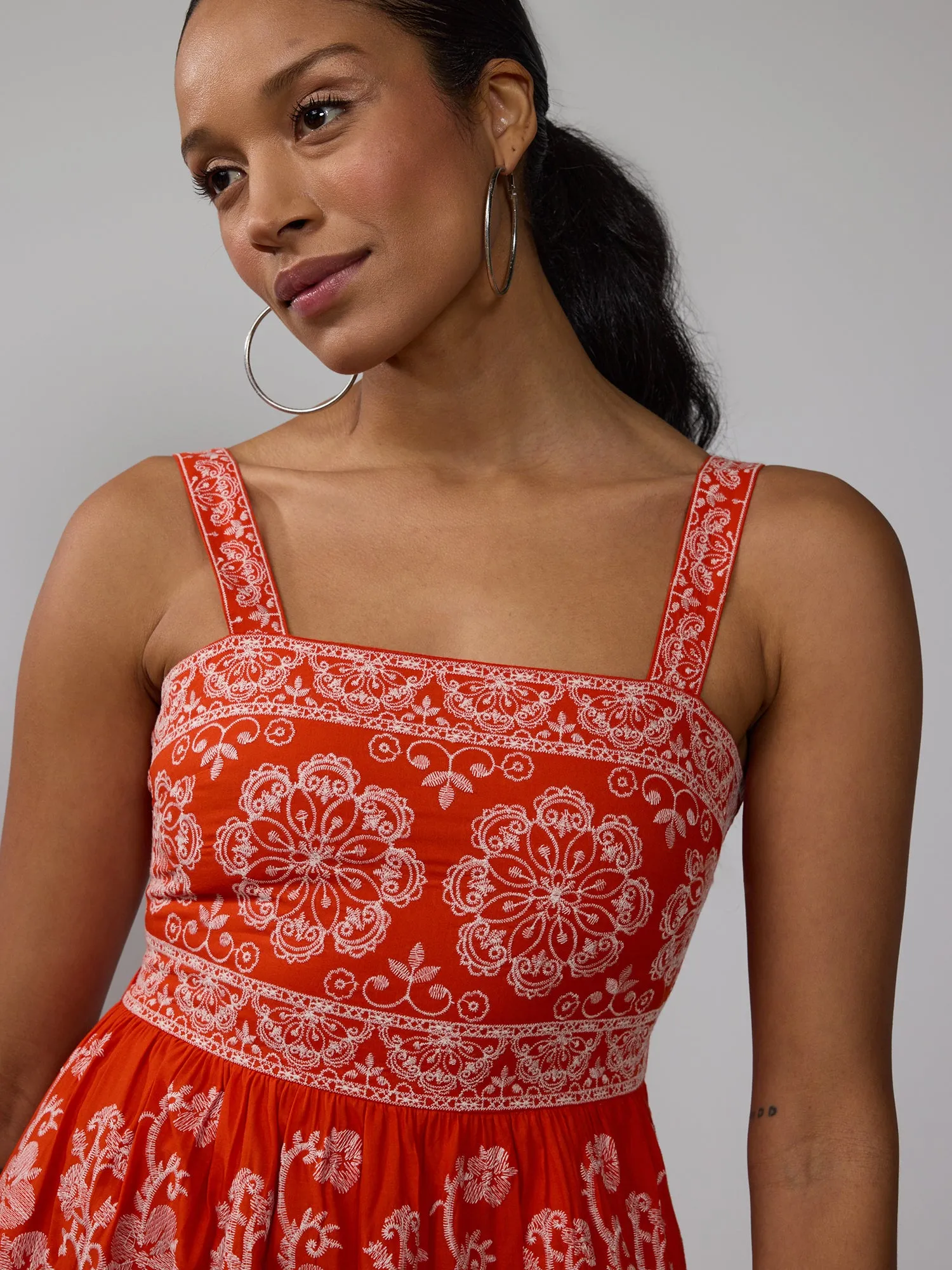 Sleeveless Embroidered Tiered Maxi Dress