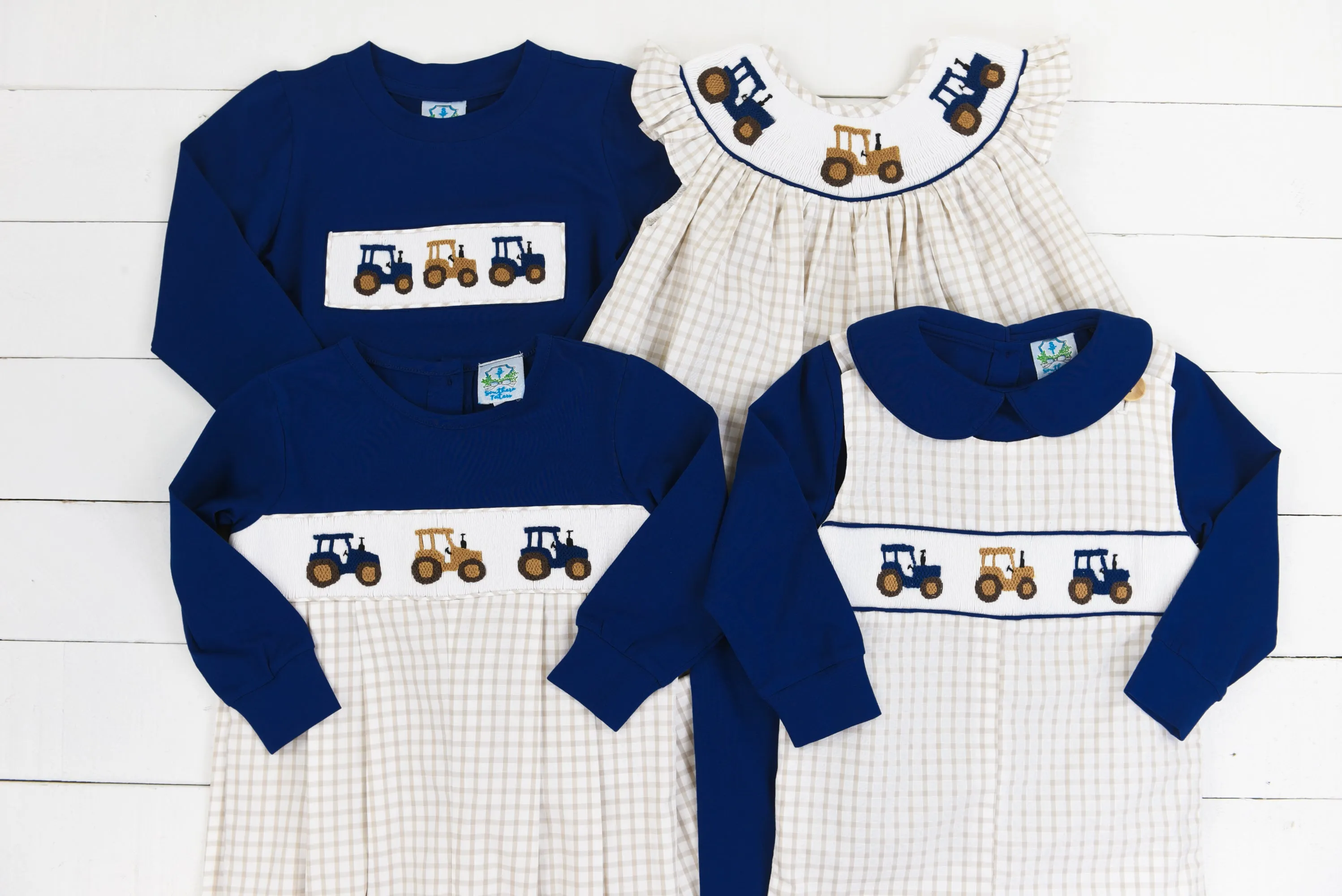 Smocked Tractor Boys Pant Set