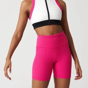 Solid &amp; Striped Sport High Tide High Waist Ribbed Bike Shorts Pink Size Medium