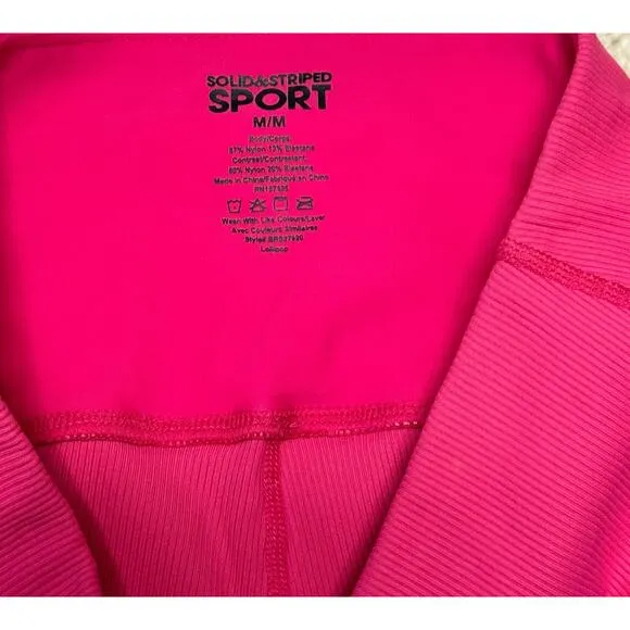Solid &amp; Striped Sport High Tide High Waist Ribbed Bike Shorts Pink Size Medium