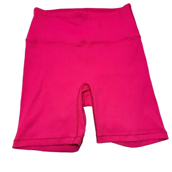 Solid &amp; Striped Sport High Tide High Waist Ribbed Bike Shorts Pink Size Medium