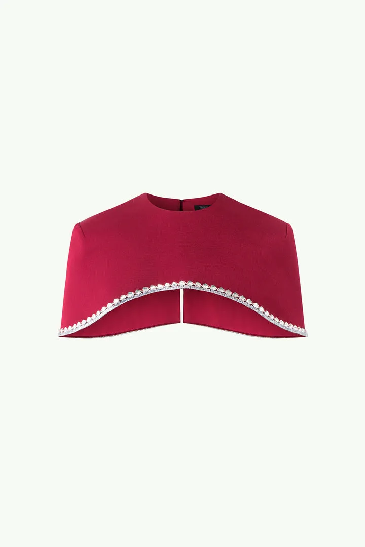 Spaghetti Strap Asymmetric Pleated midi Dress in red