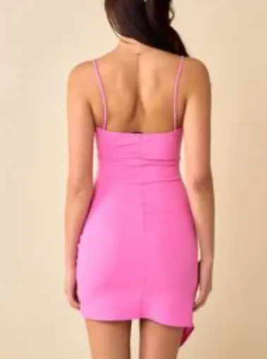 Spaghetti Strap Front Slit Layer Mini Dress
