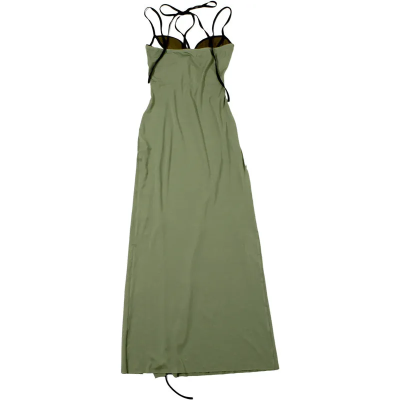 Spaghetti Strap Halter Cut Out Maxi Dress