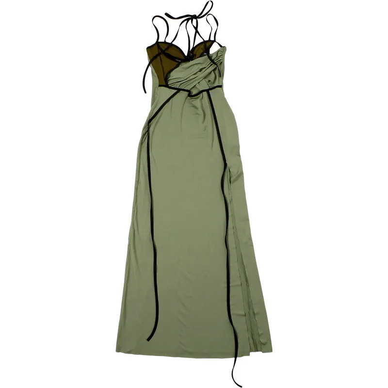 Spaghetti Strap Halter Cut Out Maxi Dress