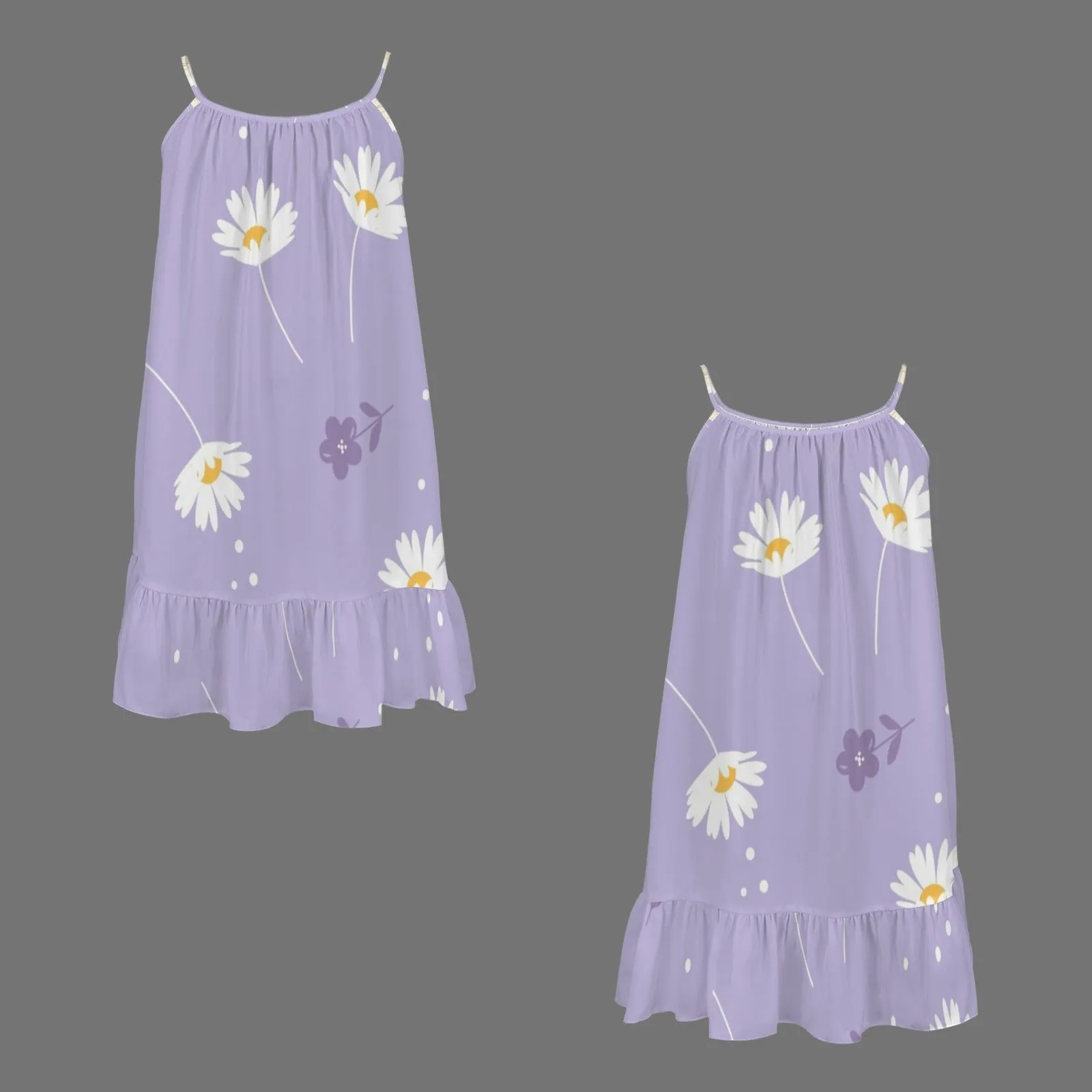 Spaghetti Strap Ruffle Hem Girls Dress