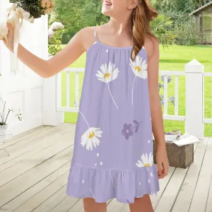 Spaghetti Strap Ruffle Hem Girls Dress