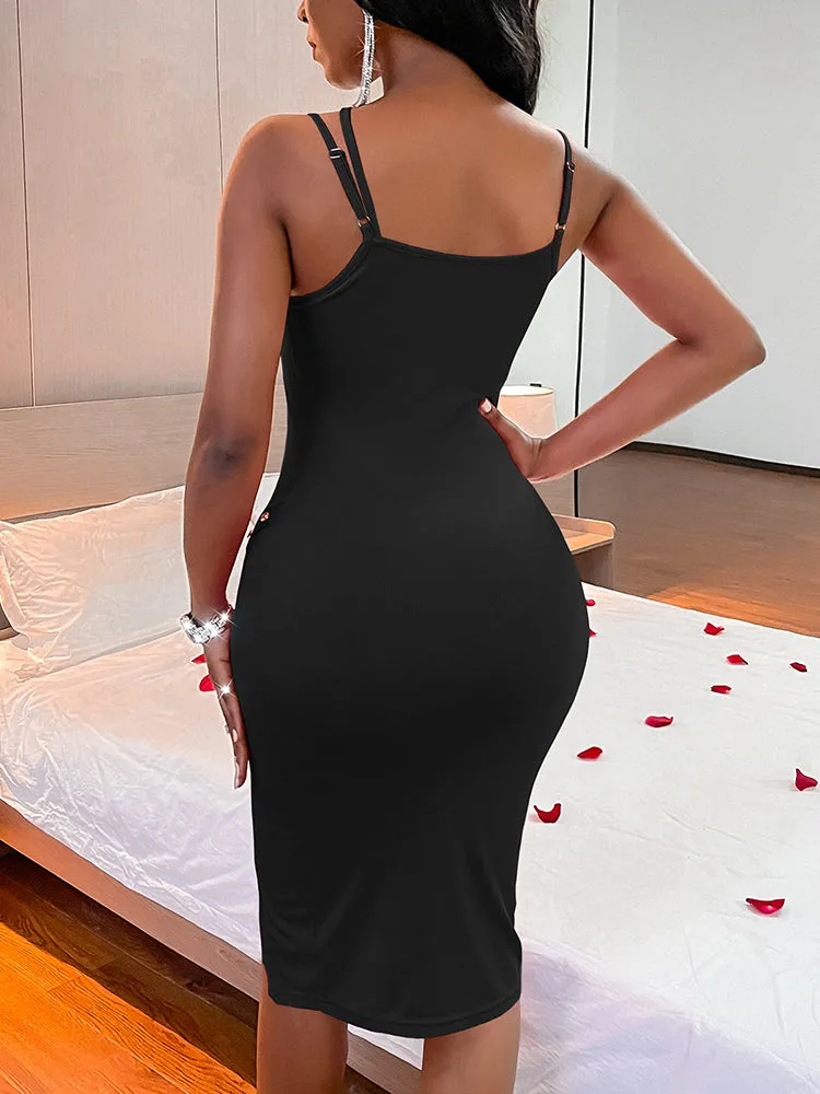 Spaghetti Strap Split Midi Dress