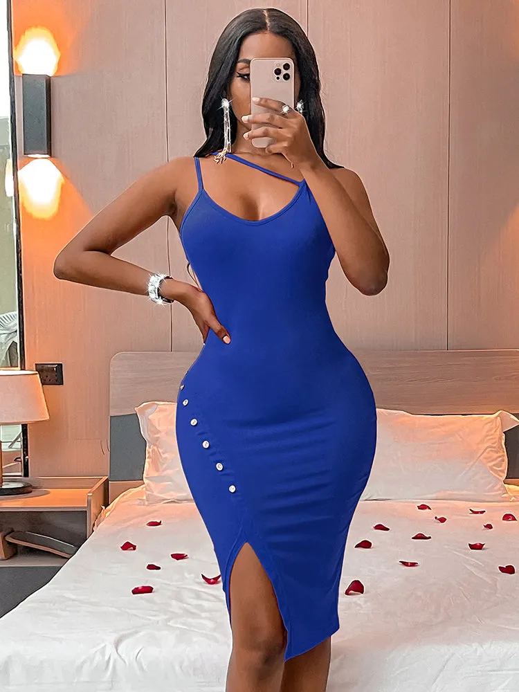 Spaghetti Strap Split Midi Dress