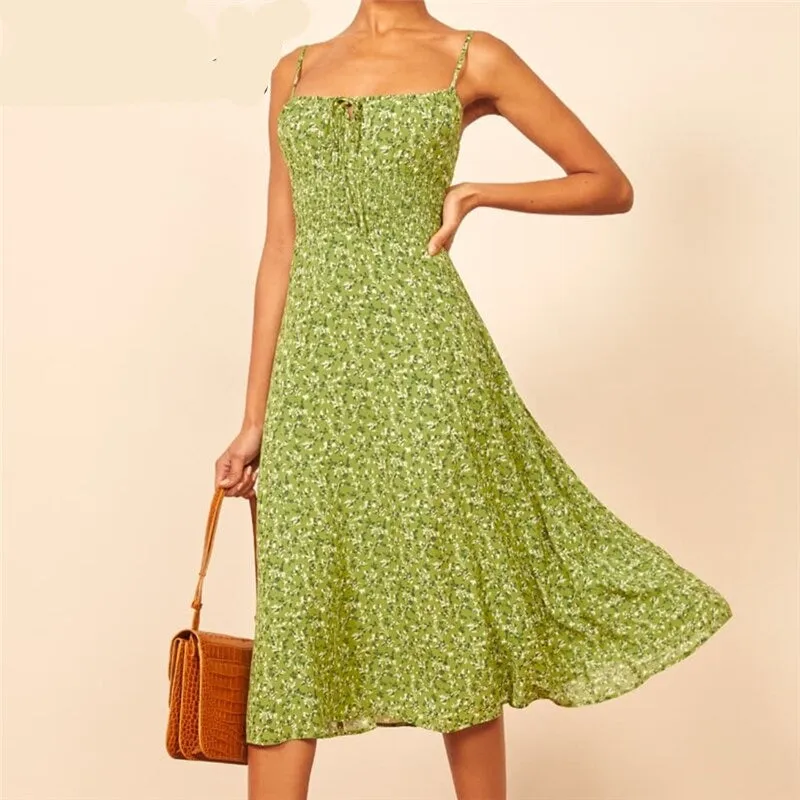 Spaghetti strap summer floral dress