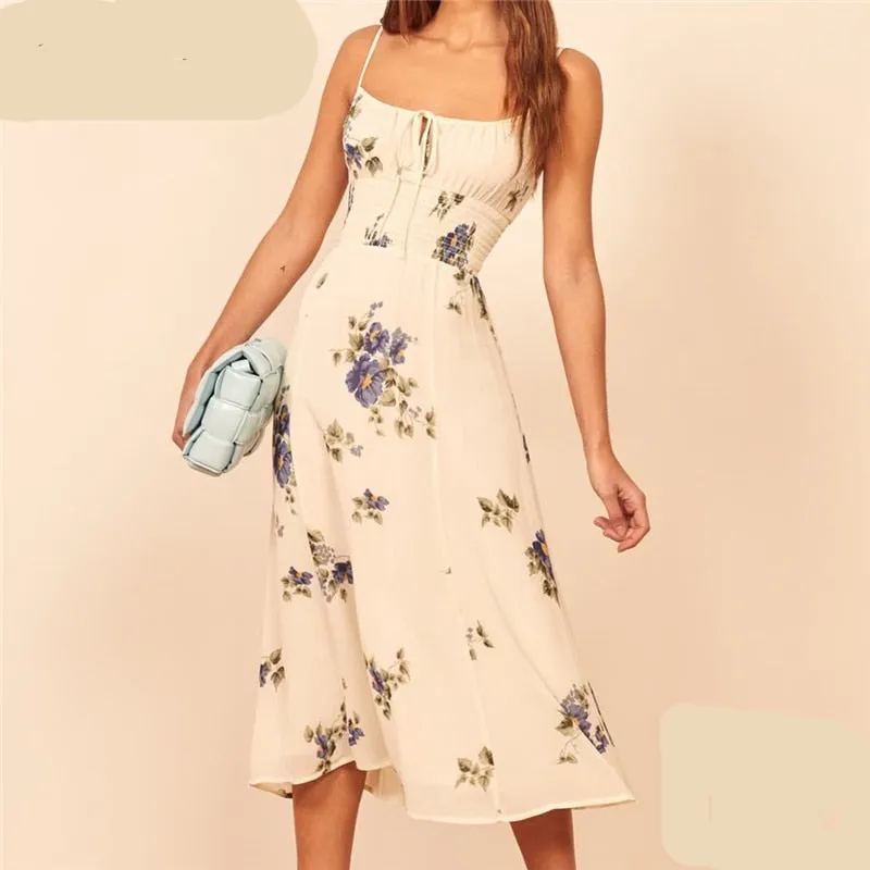 Spaghetti strap summer floral dress