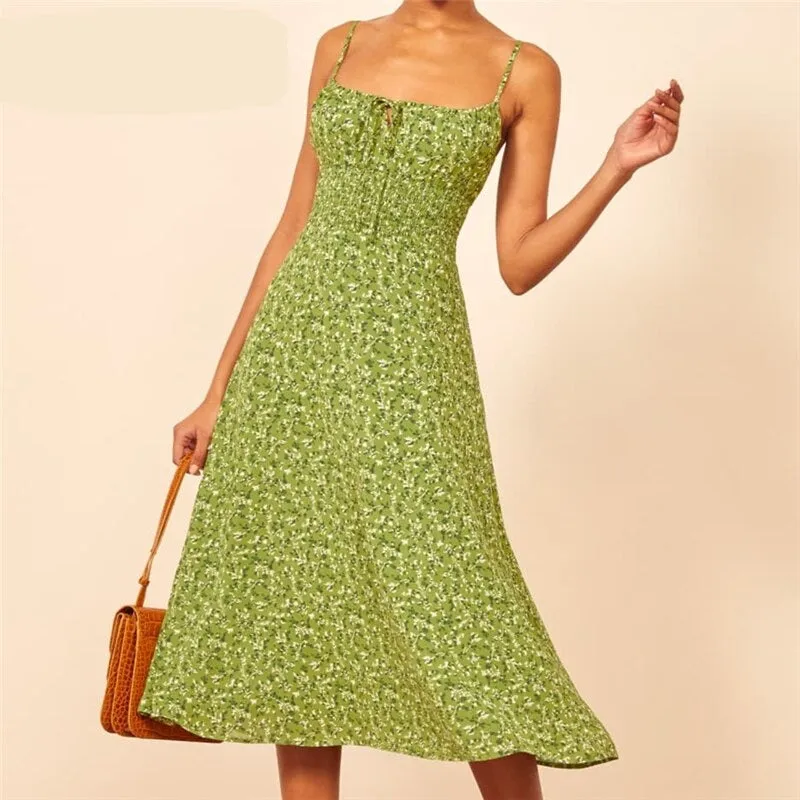 Spaghetti strap summer floral dress