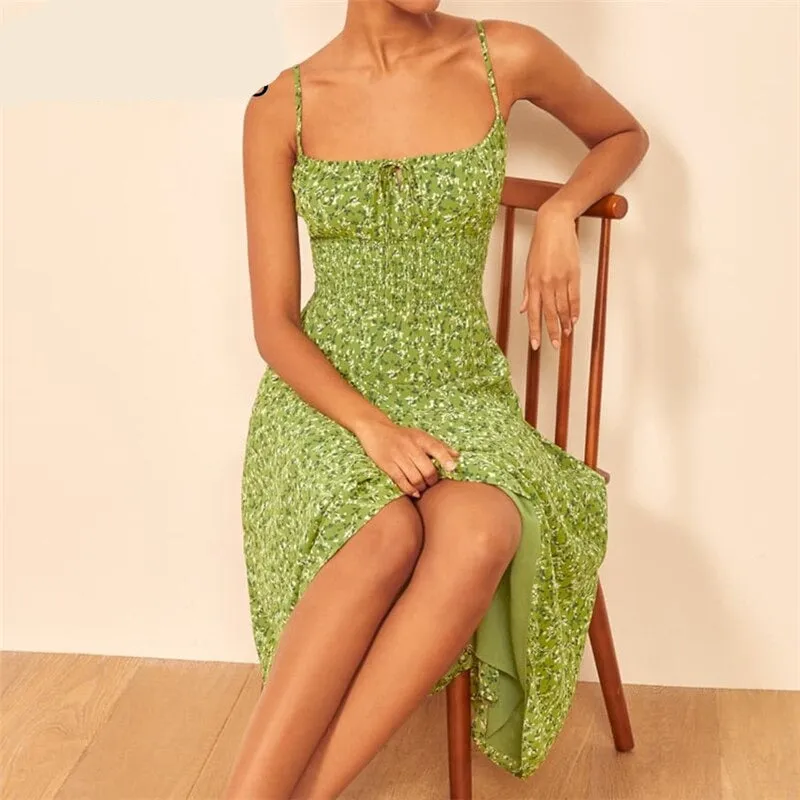 Spaghetti strap summer floral dress