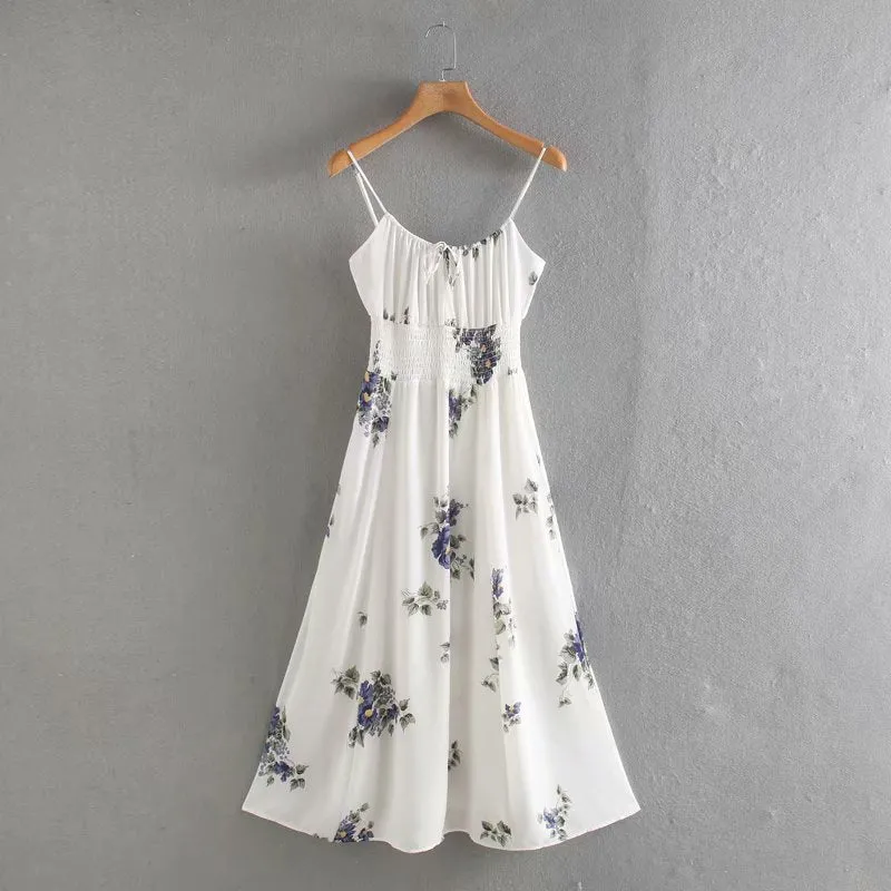 Spaghetti strap summer floral dress