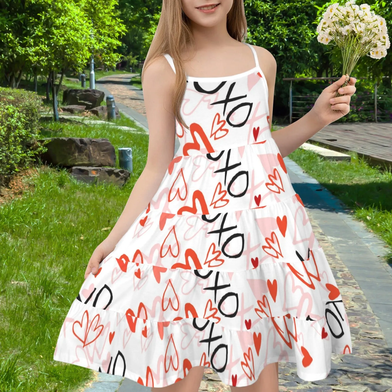 Spaghetti Strap Tiered Girls Dress