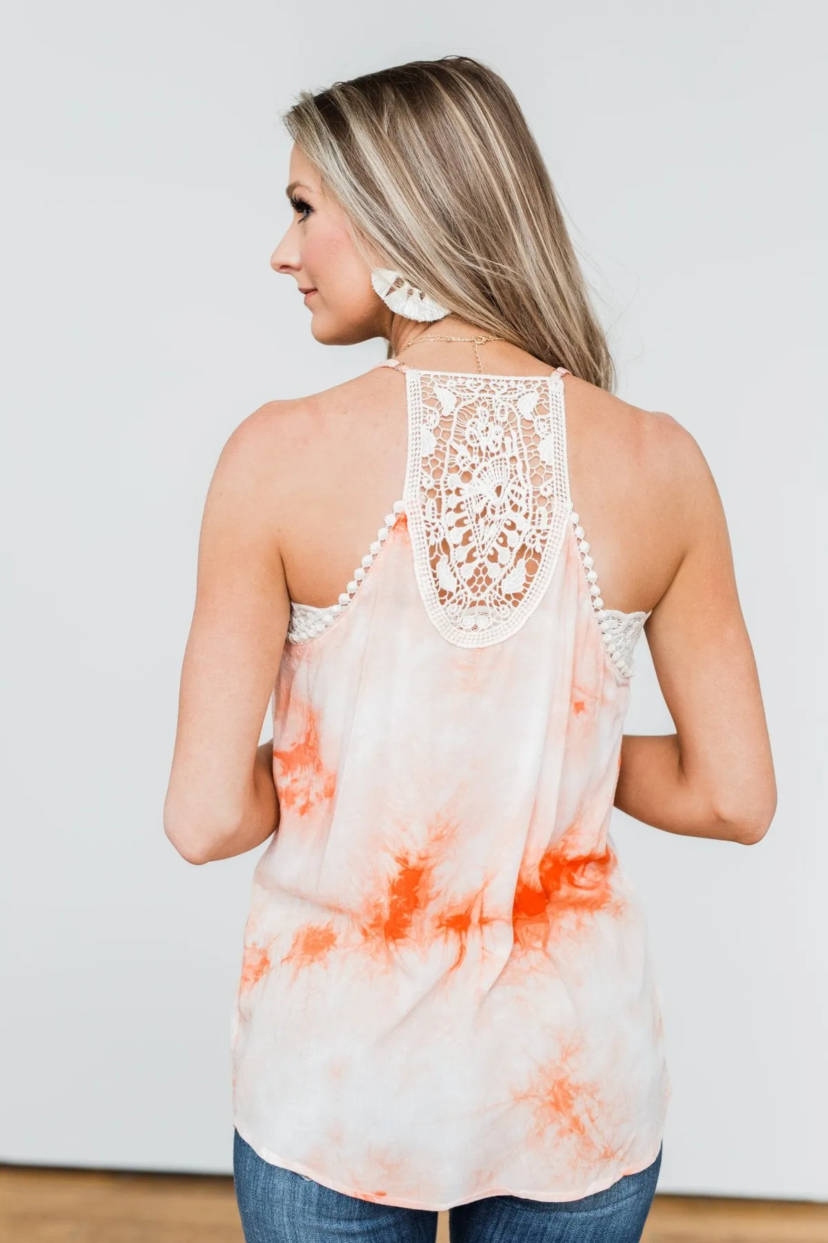 Sparks Fly Tie Dye Tank Top- Orange & Ivory