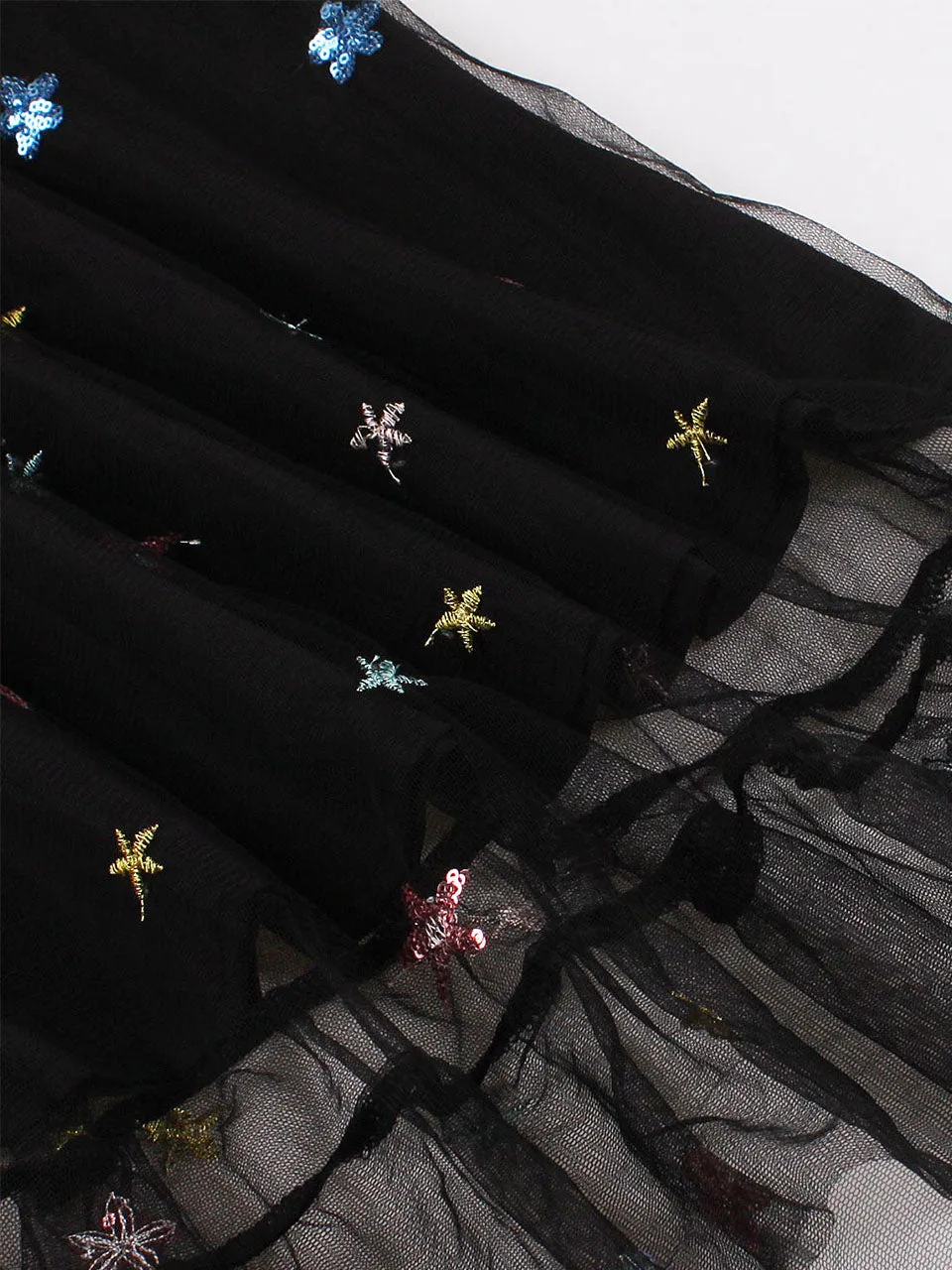 Star Embroidered 1950s Vintage Swing Dress