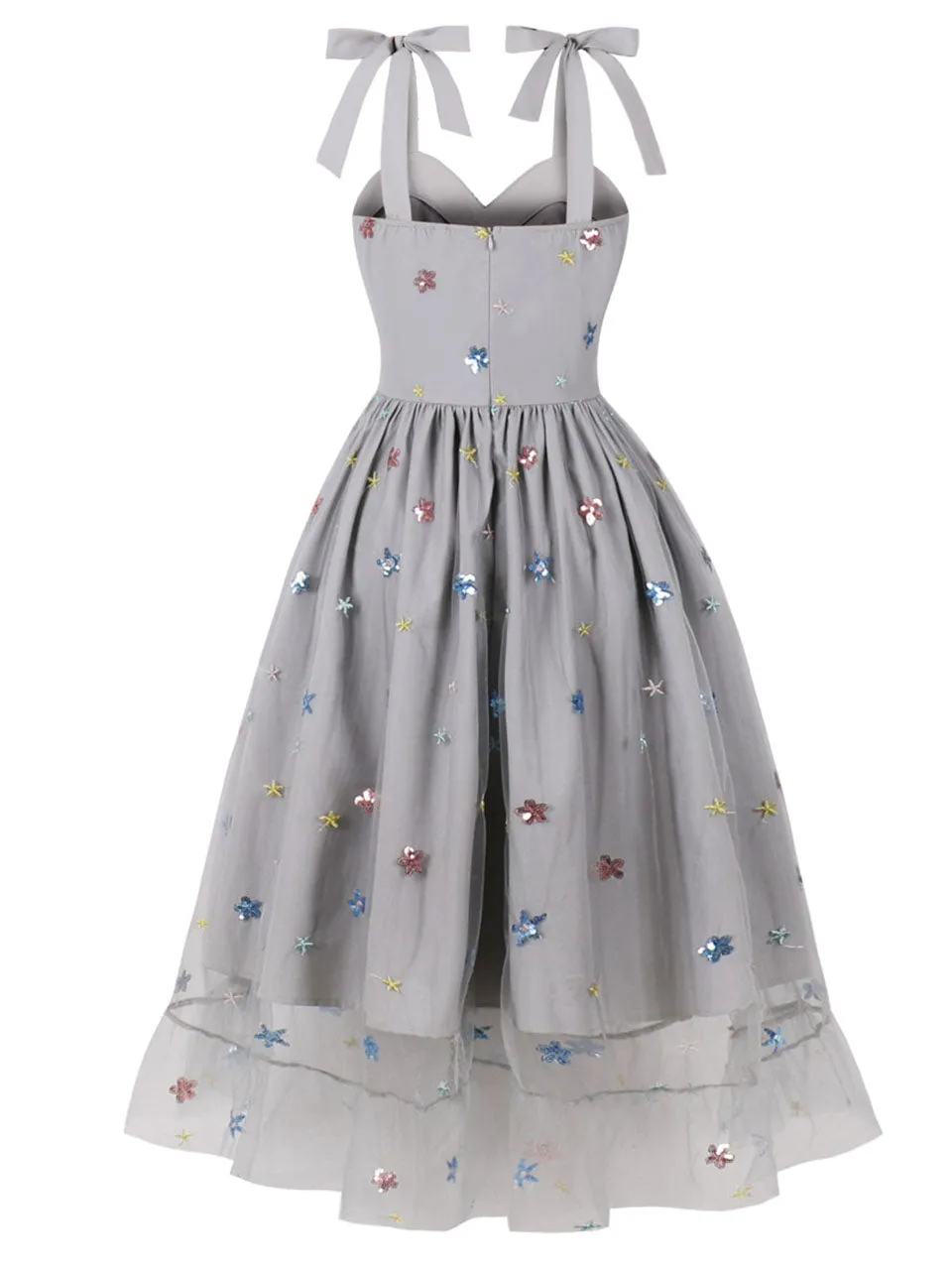 Star Embroidered 1950s Vintage Swing Dress