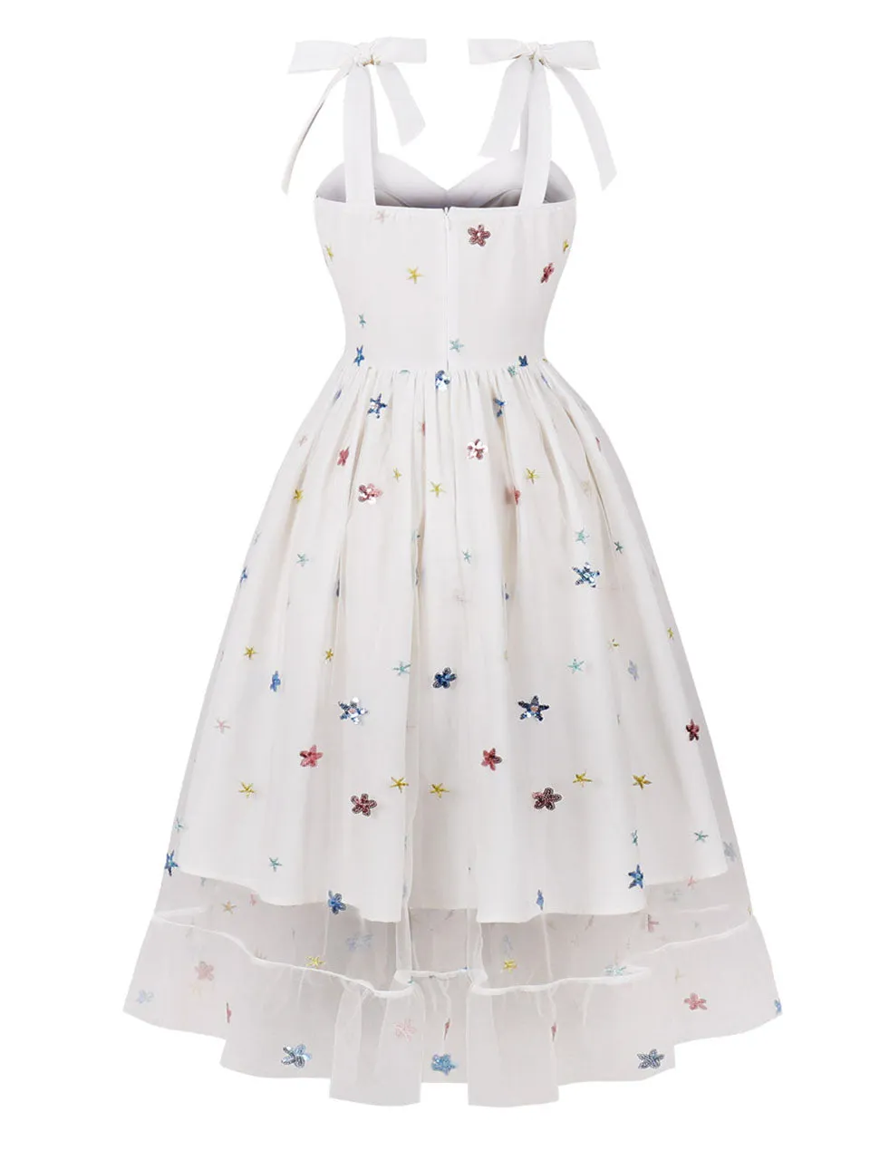 Star Embroidered 1950s Vintage Swing Dress