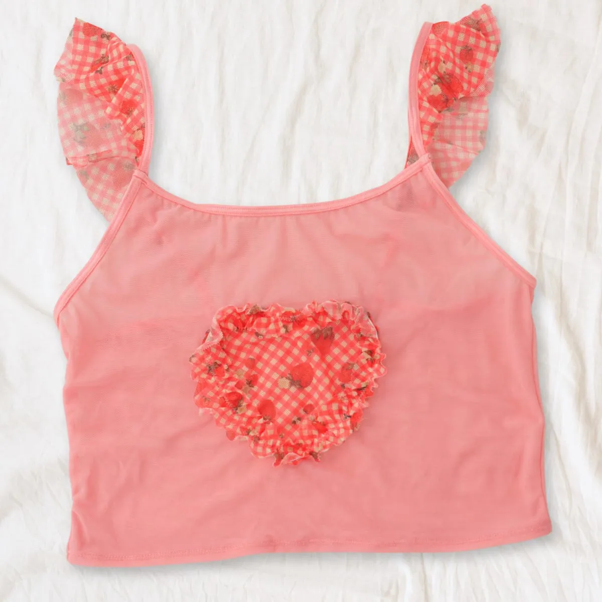 Strawberry Jam Ruffled Crop Cami