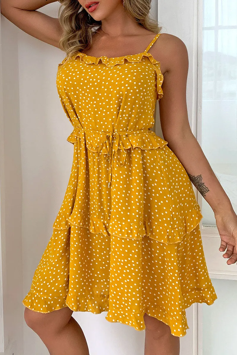 Street Polka Dot Spaghetti Strap A Line Dresses