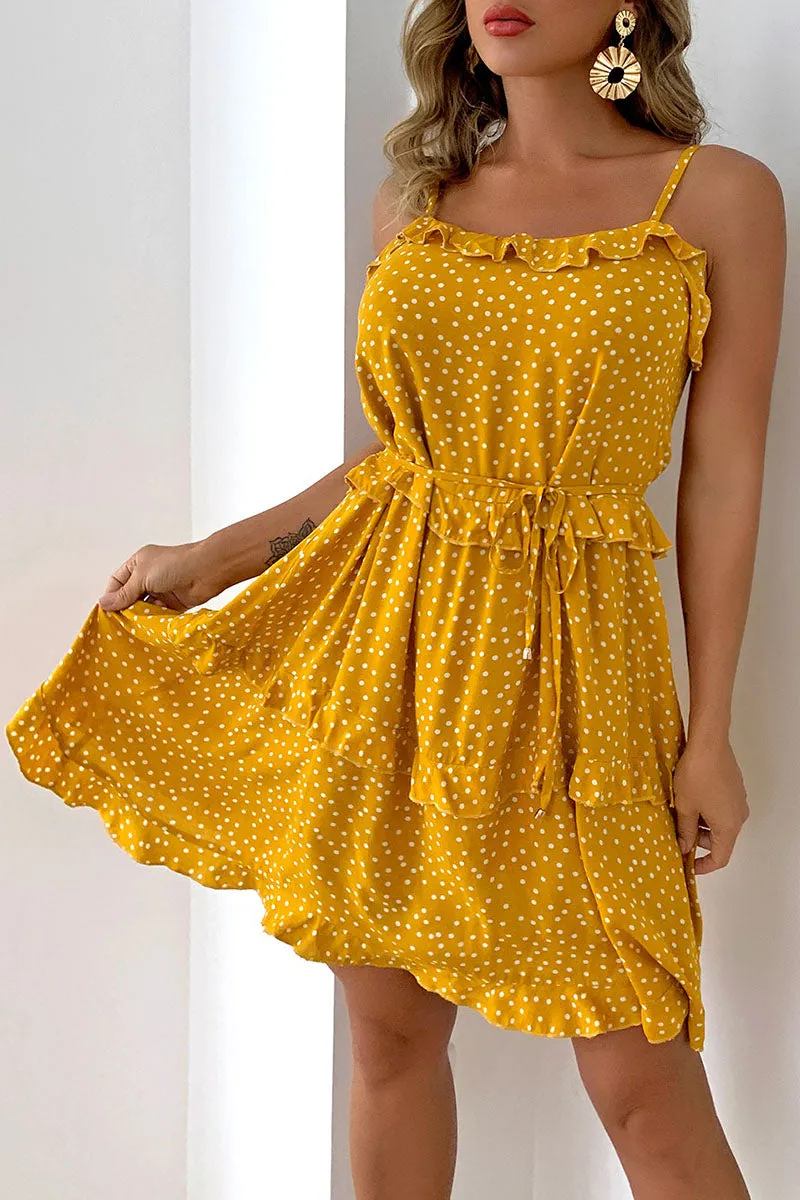 Street Polka Dot Spaghetti Strap A Line Dresses