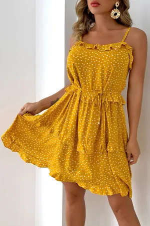 Street Polka Dot Spaghetti Strap A Line Dresses