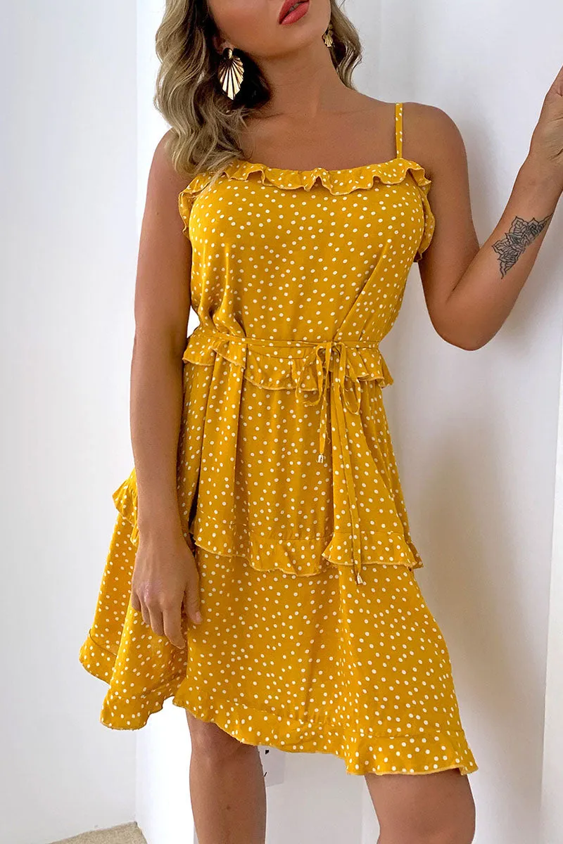 Street Polka Dot Spaghetti Strap A Line Dresses